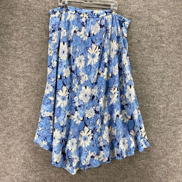 CJBanks Skirt Women 3X Plus Blue Floral Maxi Long Mid Rise Pull On Elastic Waist - Picture 2 of 9